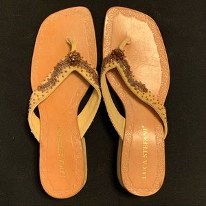 Luca Stefani beaded leather sandals new Sz 8